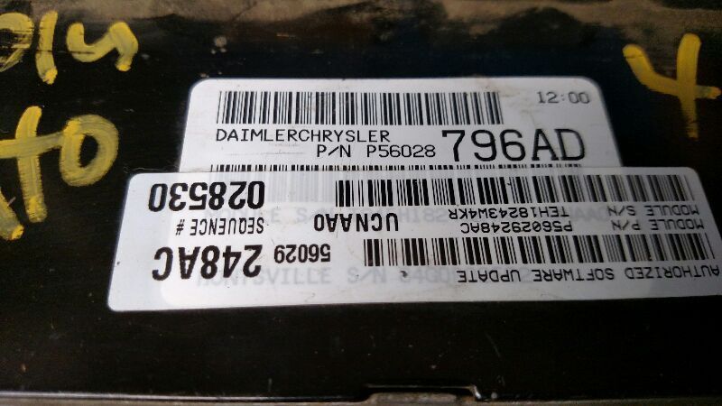 2004 DODGE RAM 1500 ENGINE CONTROL MODULE ECU ECM 56028796AD 56029248AA