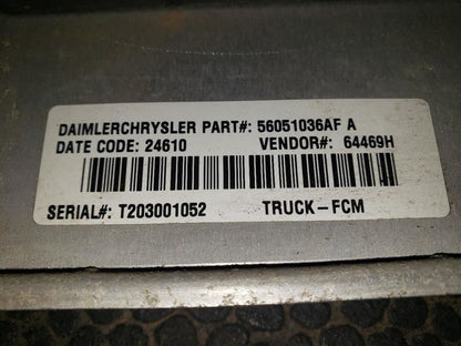 2002 DODGE RAM1500 FRONT CONTROL MODULE (FCM). PART NUMBER 56051036AF