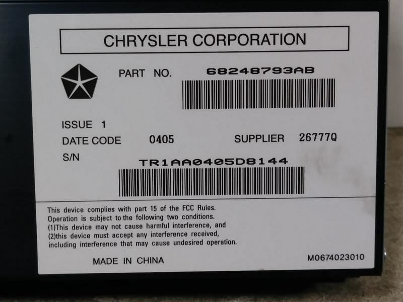 2015 RAM1500 RADIO AMPLIFIER. PART NUMBER 68248793AB